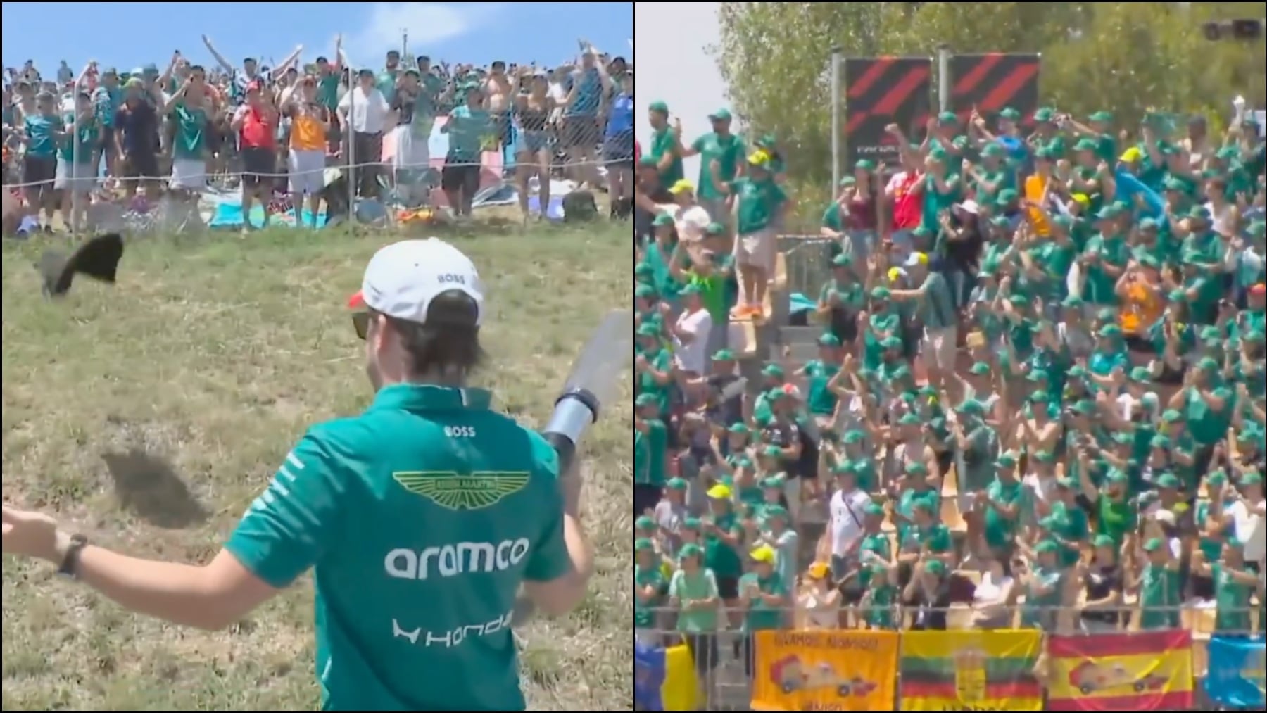 Locura total con Fernando Alonso antes de la carrera en España: Aquí se está mejor que en el coche