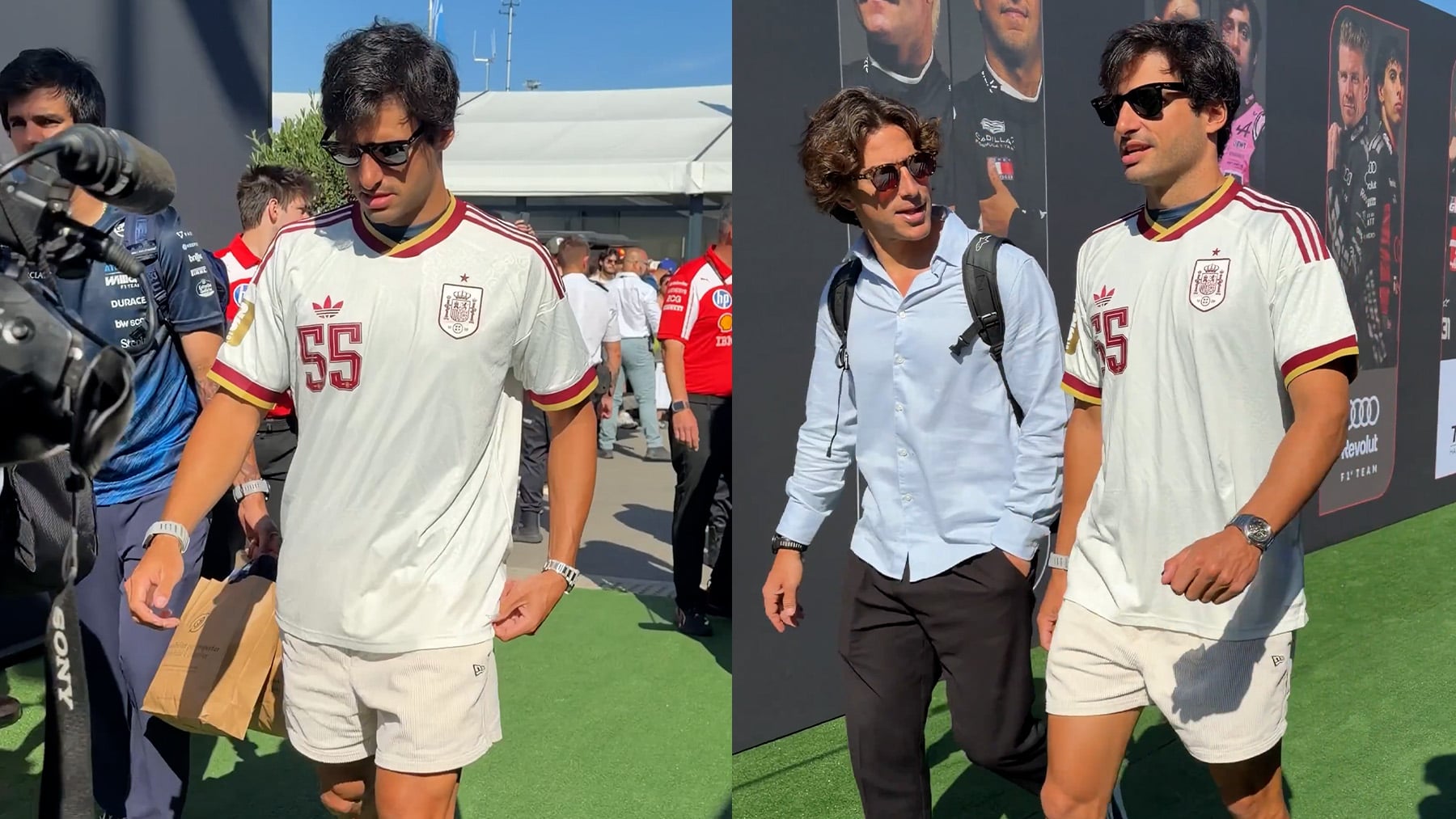 La pasión por España también en la F1: Carlos Sainz llega a Montmeló con la camiseta de la selección