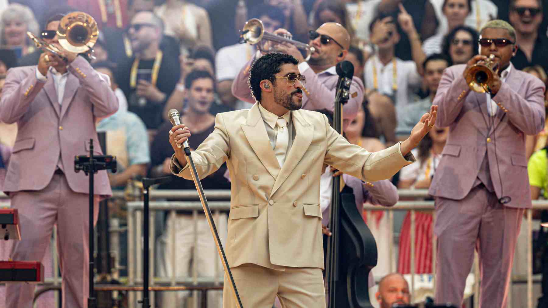 El cantante Bad Bunny durante su concierto en Madrid. (Foto: Europa Press)