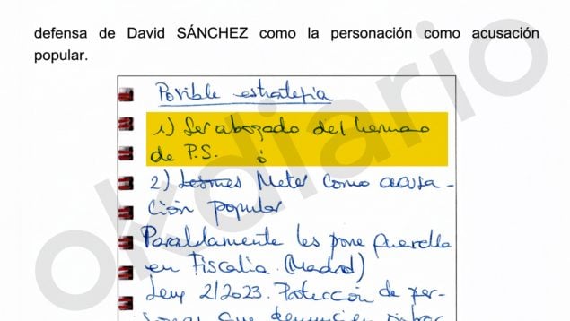 La UCO halla una anotación de Leire sobre David Sánchez que demuestra que las siglas P.S. son las de Pedro Sánchez