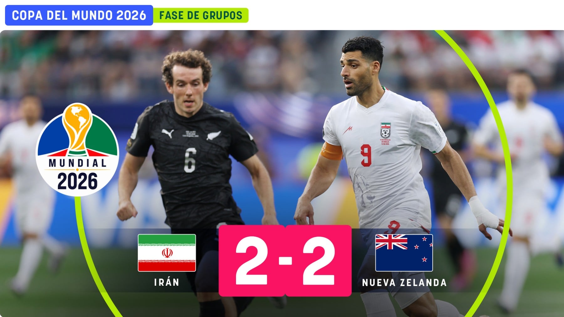 Nueva Zelanda e Irán protagonizan un choque frenético con goles y emoción constante