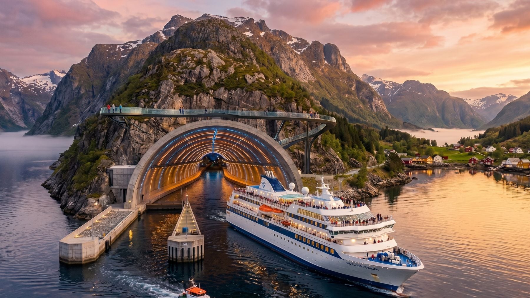 Túnel marítimo en Noruega. Imagen generada con IA.