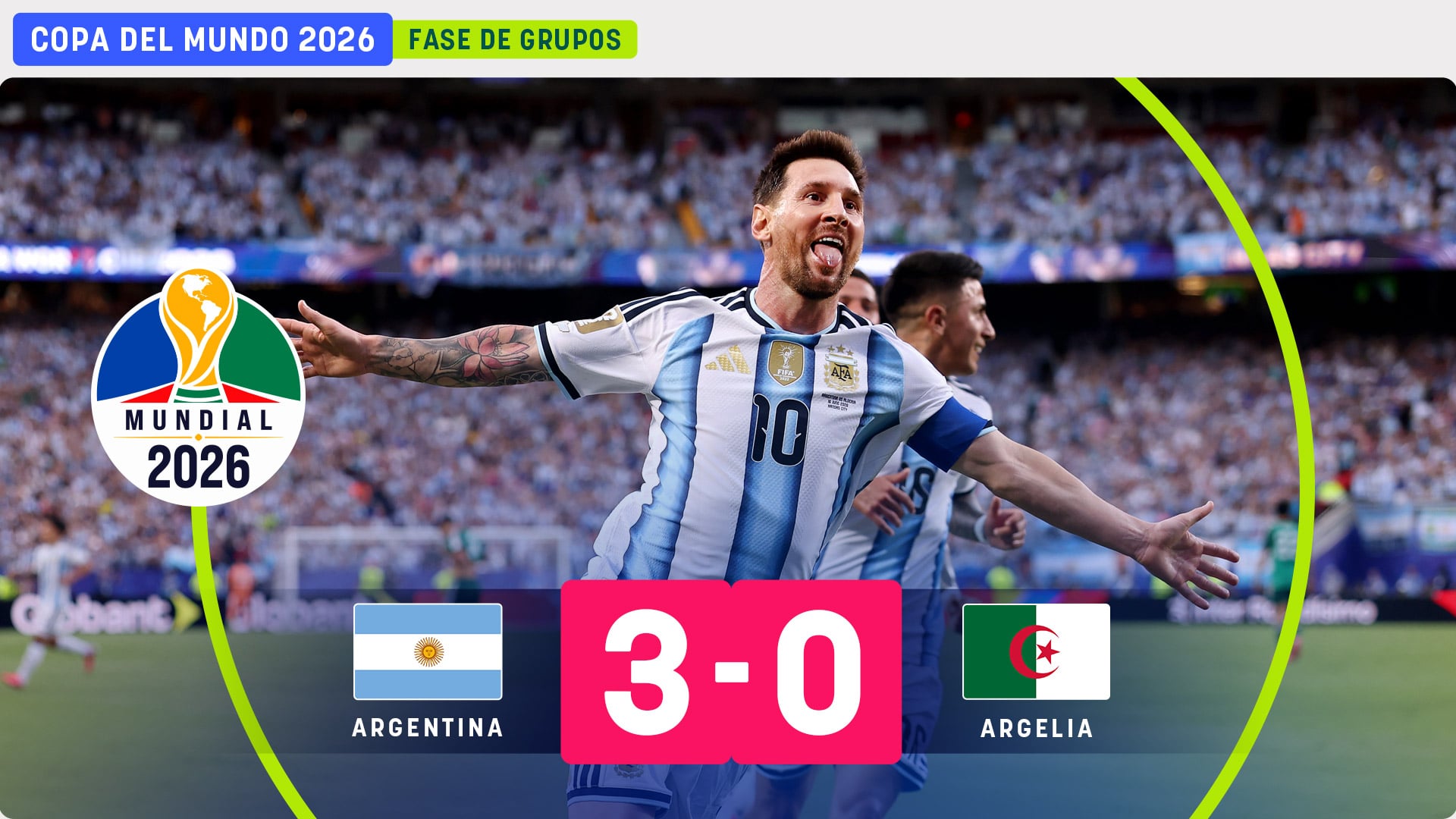 ¡Histórico Messi! Triplete goleador para estrenarse en su sexto Mundial en el triunfo de Argentina ante Argelia