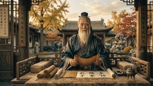 Confucio, filósofo chino. Imagen generada con IA.