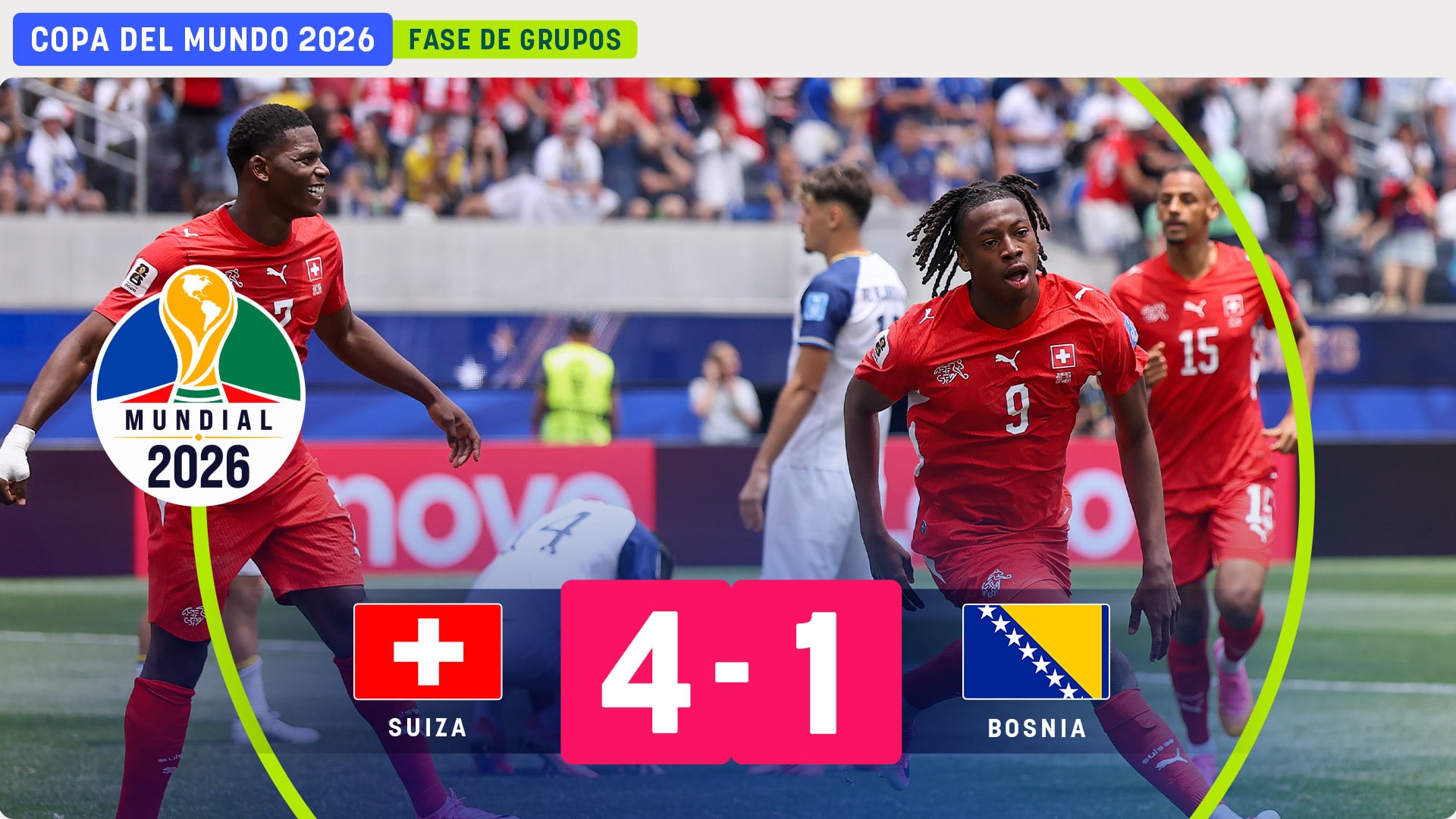 Suiza vuela en Los Ángeles hacia dieciseisavos goleando a Bosnia y Herzegovina