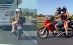 Sorpresa en una autopista de Mallorca: pone en riesgo su vida yendo de paquete en moto para priorizar su glamour