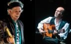 Keith Richards en Londres 2018. Foto: Raph_PH, CC BY 2.0, vía Wikimedia Commons // España, San Sebastián: el guitarrista Paco de Lucía (Auditorio Kursaal). Foto: El Humilde Foto del Pánico, CC BY 2.0, vía Wikimedia Commons