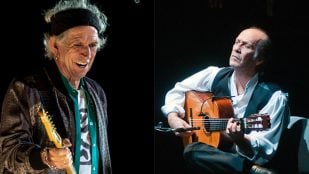 Keith Richards en Londres 2018. Foto: Raph_PH, CC BY 2.0, vía Wikimedia Commons // España, San Sebastián: el guitarrista Paco de Lucía (Auditorio Kursaal). Foto: El Humilde Foto del Pánico, CC BY 2.0, vía Wikimedia Commons