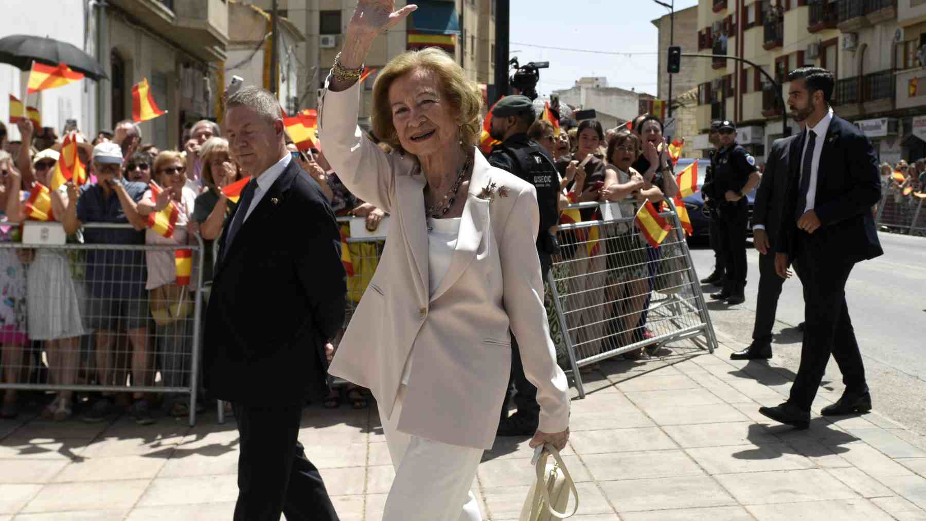 La Reina Sofía en La Roda, Albacete. (Foto: Europa Press)