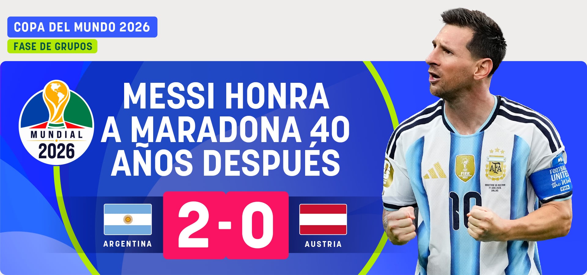 Messi honra a Maradona 40 años después para clasificar a Argentina
