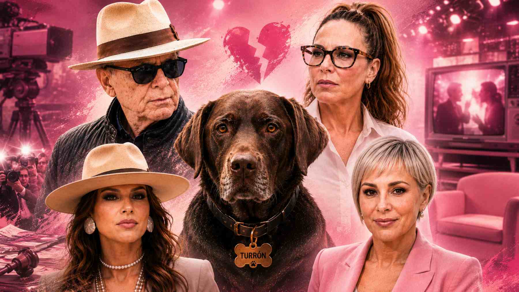 José Ortega Cano, Rocío Carrasco, Gloria Camila y Ana María Aldón junto a Turrón. (Foto: COOL)