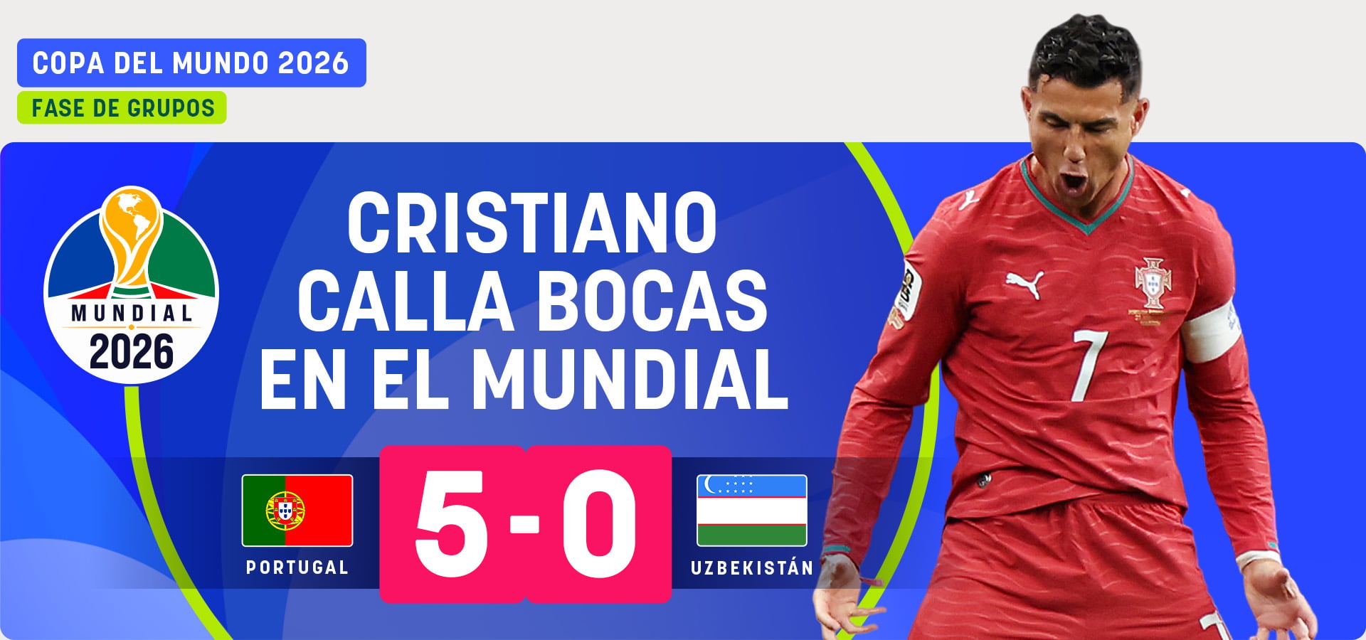 Cristiano Ronaldo calla bocas en la primera alegría de Portugal en el Mundial