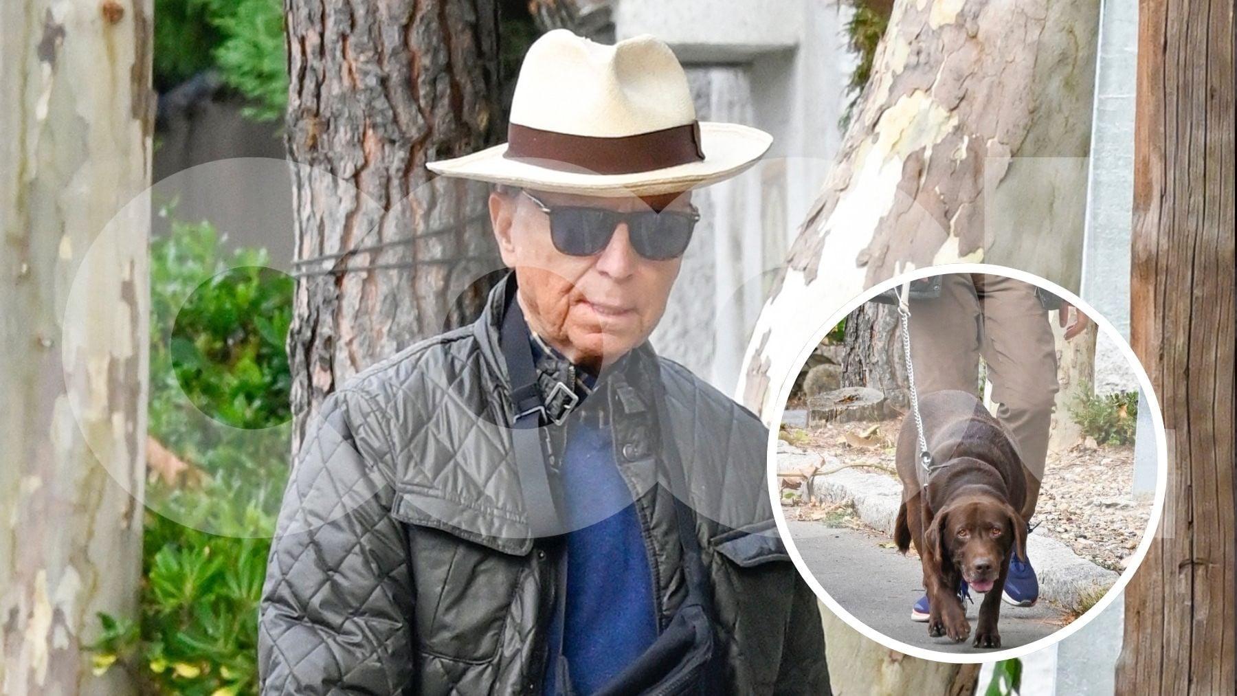 Ortega Cano paseando con su perro Turrón. (Foto: Studio 24)
