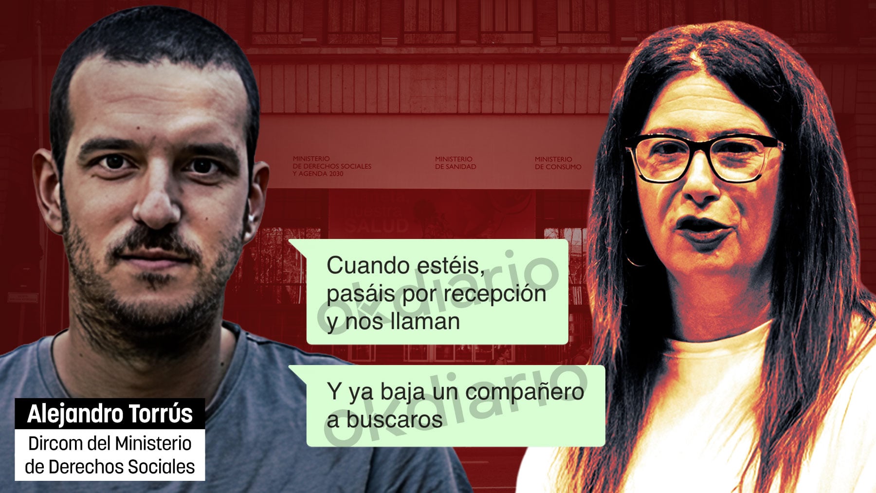 El whatsapp del dircom de Bustinduy a Leire Díez: Ya baja un compañero a buscaros