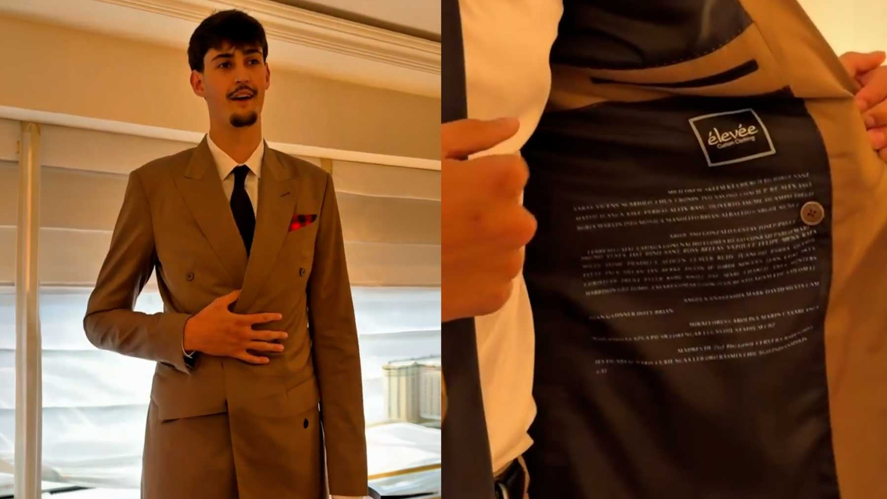 La increíble chaqueta de Aday Mara para el draft: banderas de España y Aragón y nombres de sus ídolos