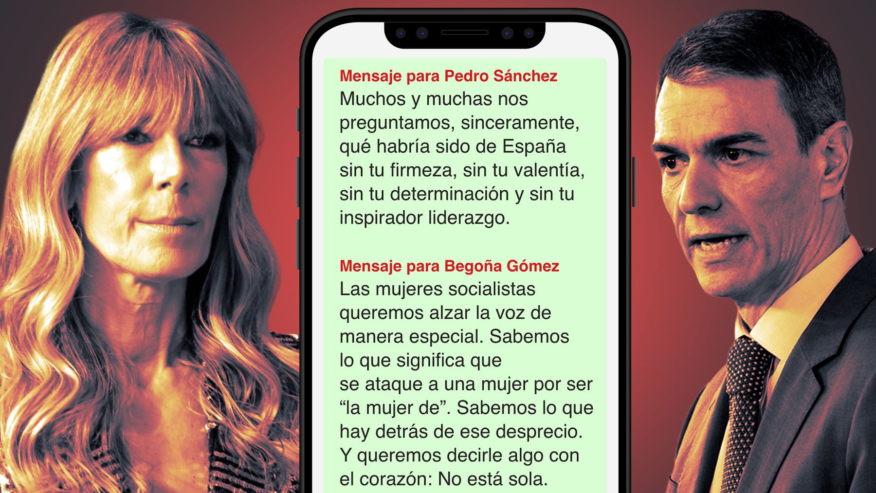 El PSOE impulsa por whatsapp entre la militancia una carta de «Yo con Pedro y Begoña» ante el comité federal: «No estáis solos»