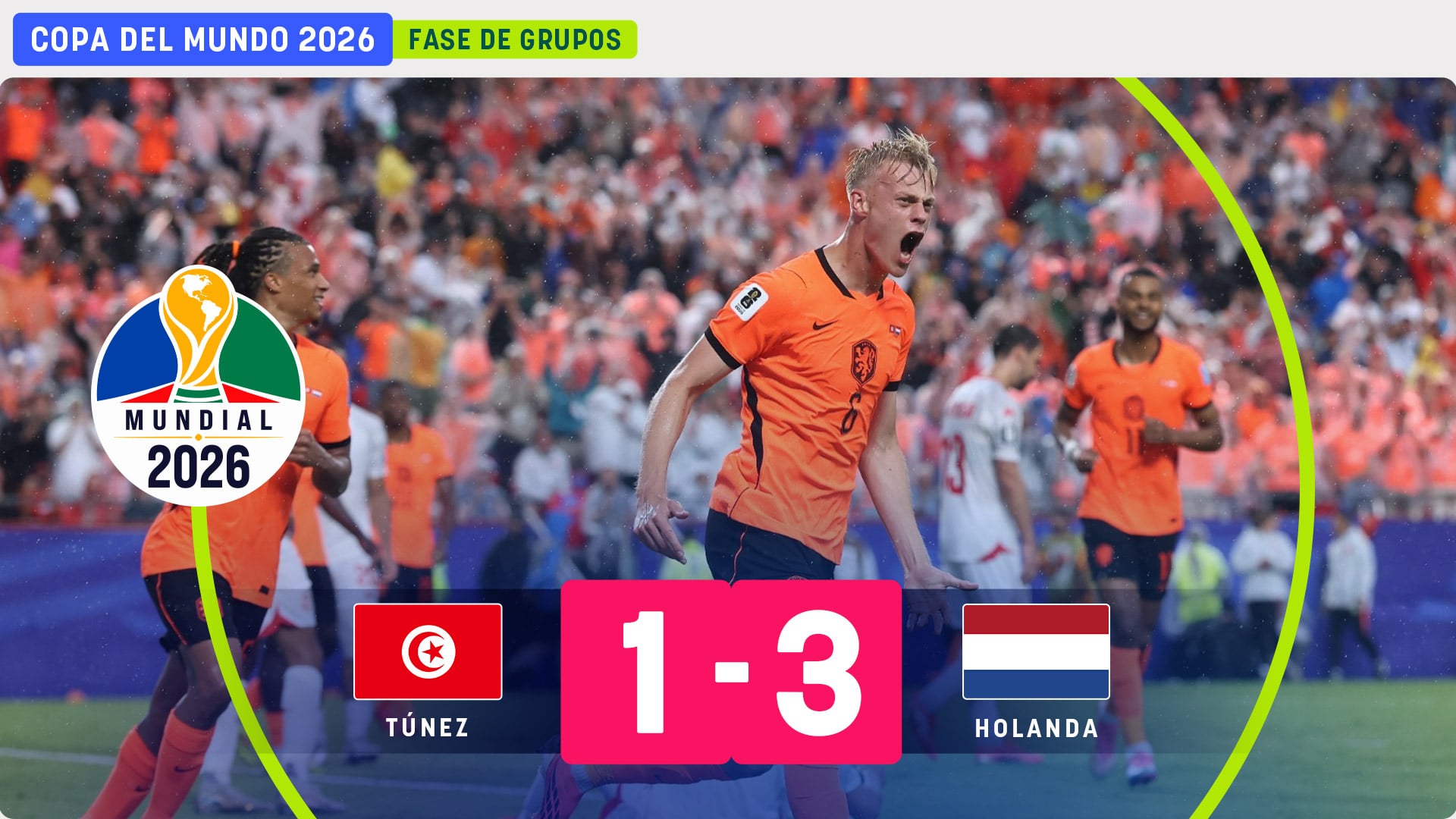Holanda se pasea hacia la siguiente fase ante la débil Túnez