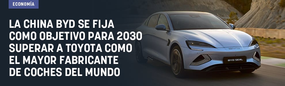 La china BYD se fija como objetivo para 2030 superar a Toyota como el mayor fabricante de coches del mundo