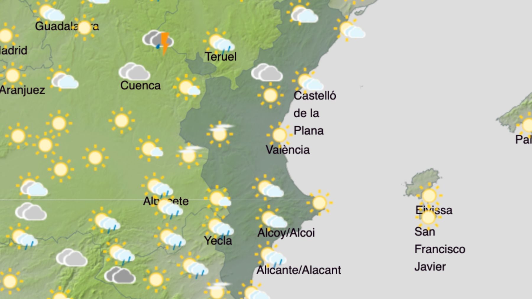La AEMET activa la alerta amarilla por lluvias y tormentas en la Comunidad Valenciana: estas son las zonas afectadas