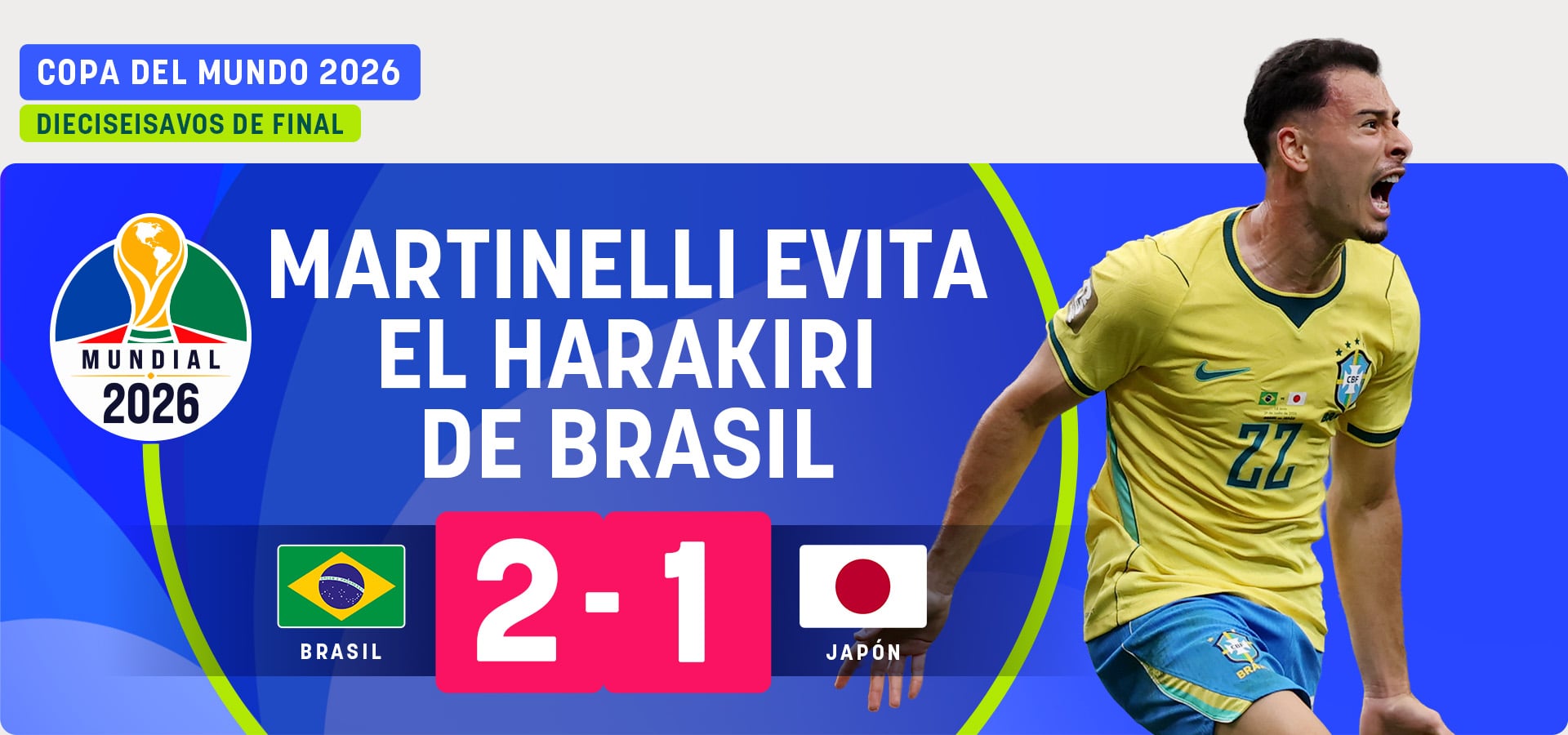 Martinelli evita en el descuento el harakiri de Brasil