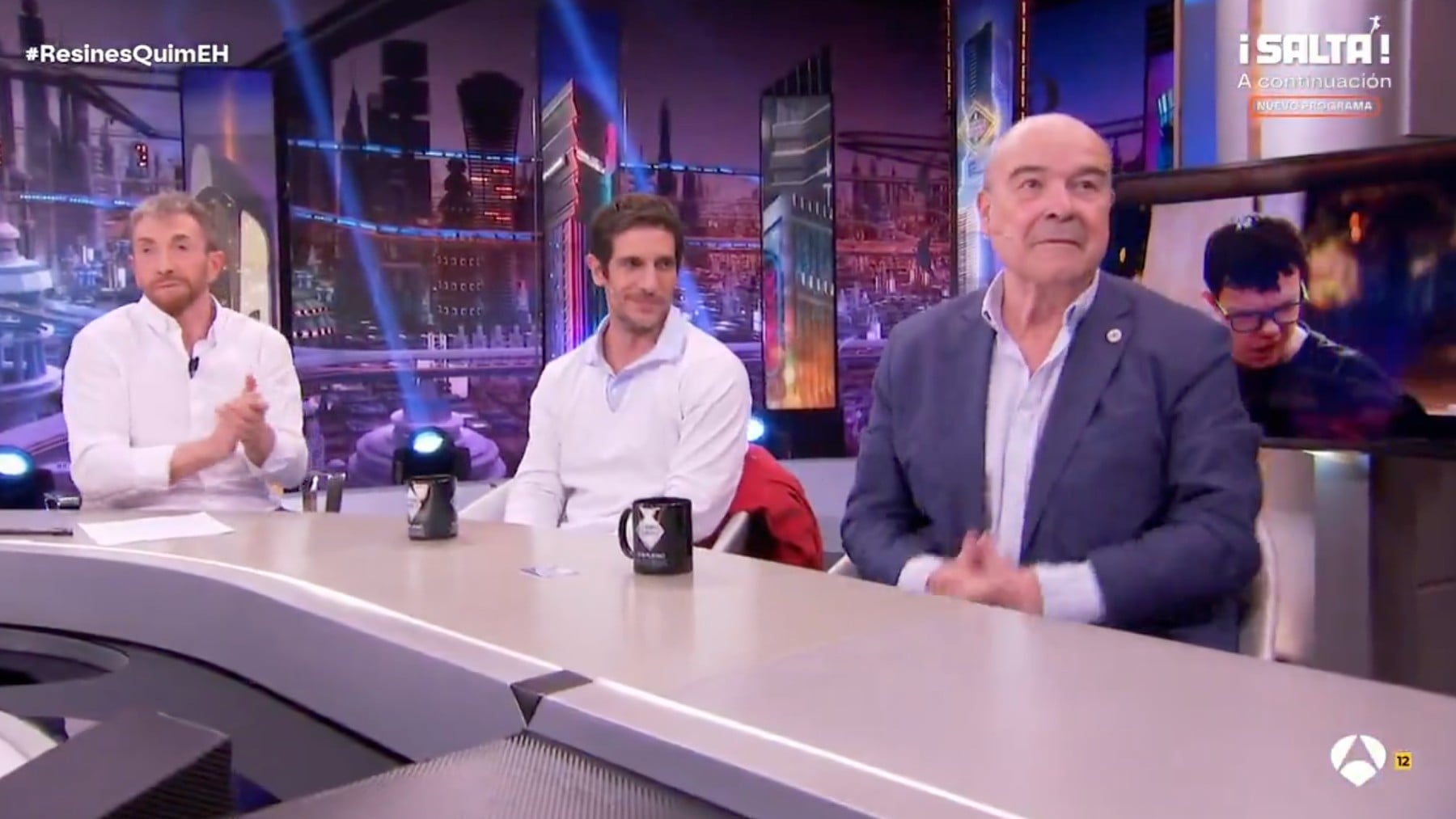 Pablo Motos, Quim Gutiérrez y Antonio Resines en ‘El Hormiguero’ (Antena 3).