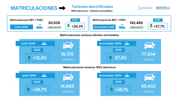 Turismos electrificados junio 2026