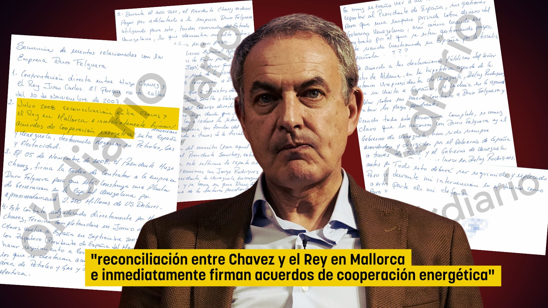 Un manuscrito del viceministro venezolano Villalobos revela que Chávez se reunió con Zapatero para adjudicar una central térmica a Duro Felguera
