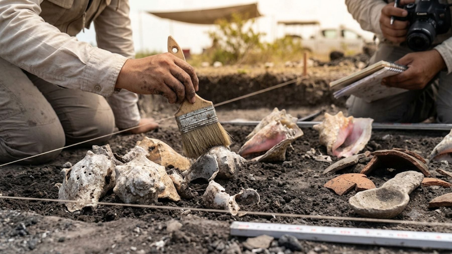Desentierran en México un campamento prehispánico donde los mayas cocinaban caracoles y usaban cucharas hace 1500 años