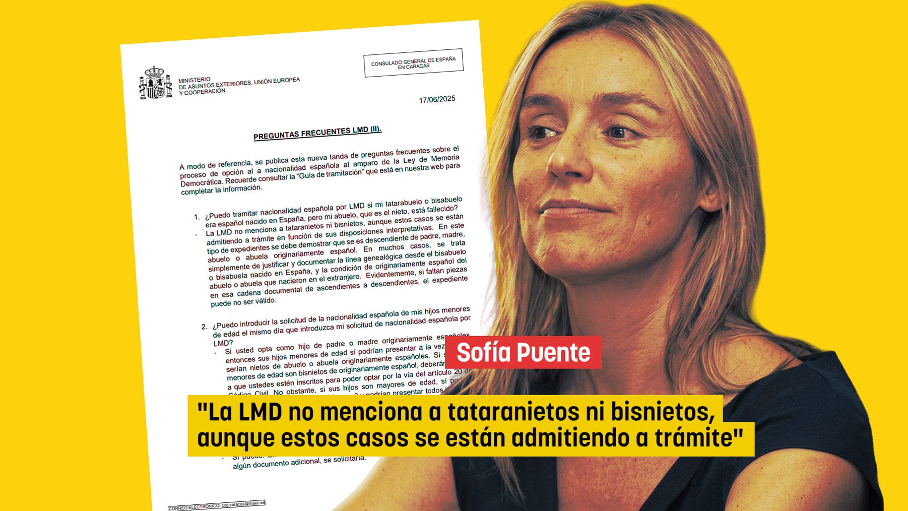 Los consulados admiten que nacionalizan hasta tataranietos gracias a la instrucción de la hermana de Puente