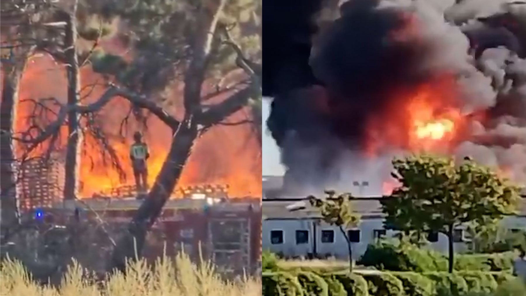 Arde una fábrica de palés en Valladolid que deja sin luz a los vecinos de la zona y una enorme columna de humo