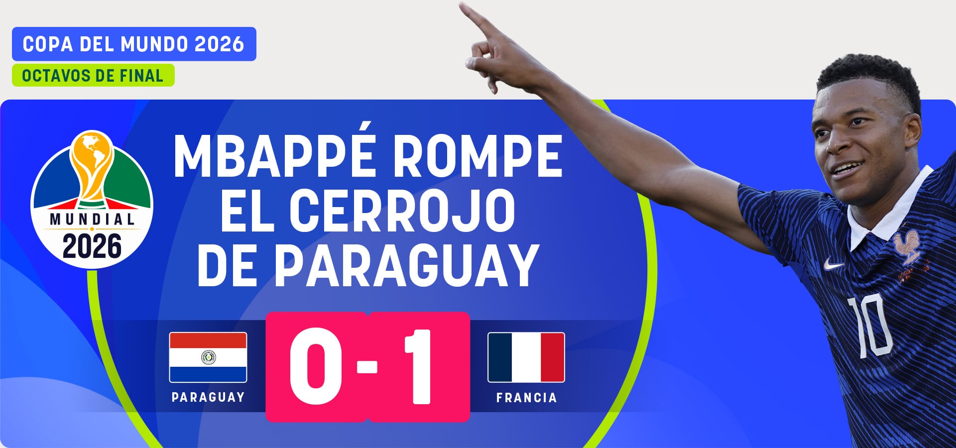 Mbappé rompe el cerrojo de Paraguay