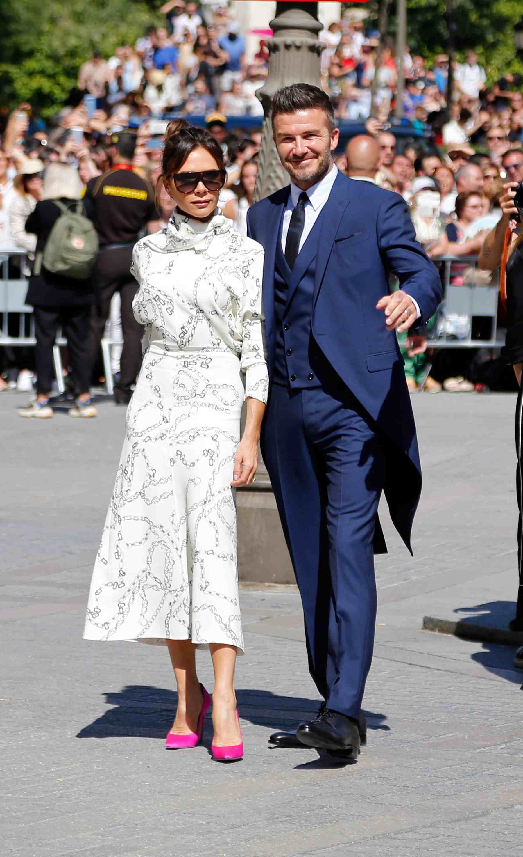 Victoria y David Beckham en una boda en Madrid. (Foto: Europa Press)