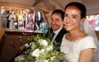 María Gabilondo y su novio en la Iglesia de la Inmaculada y San Pedro Claver. (Foto: Europa Press)