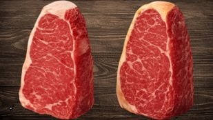 Carne de vaca con grasa blanca o amarilla