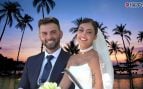 Montaje de Suso y Marieta durante su boda con una imagen del país al que irán de luna de miel (Mediaset/Turismo de Tailandia).