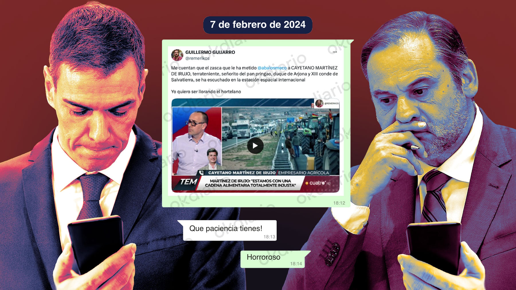 El chat de Sánchez con el desconocido Ábalos 3 años después de su destitución mientras hablaba en TV: ¡Qué paciencia tienes!.