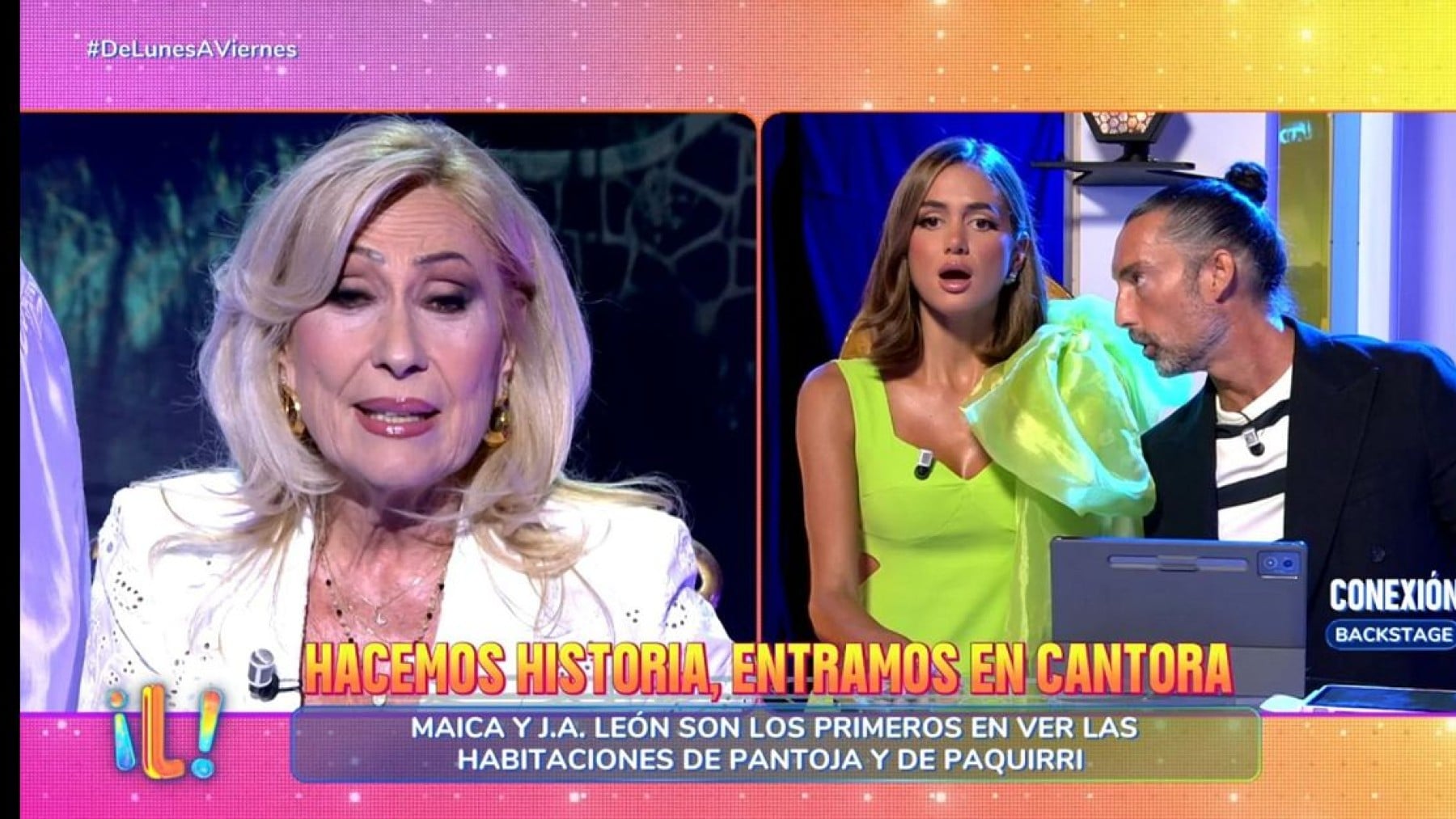 Rosa Benito, Maica Benedicto y José Antonio León en ‘De lunes a viernes’ (Telecinco).