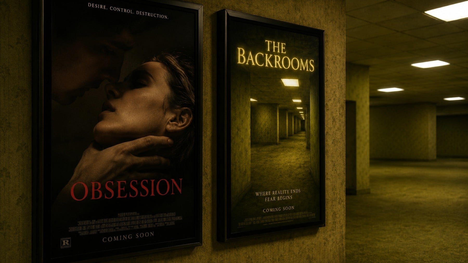 Carteles de las películas ‘Obssesion’ y ‘The Backrooms’.