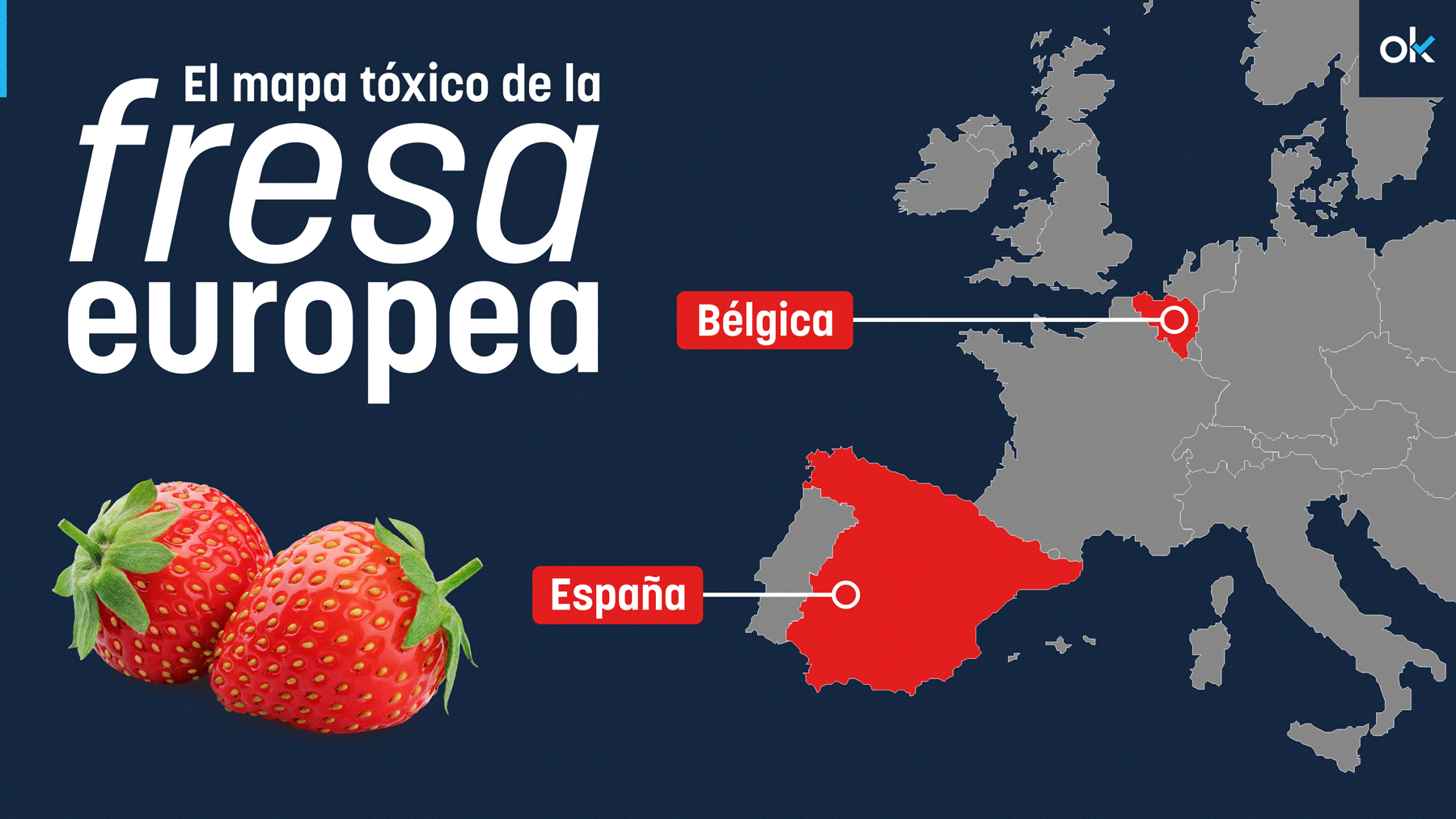 Nueve plaguicidas en una fresa belga y sólo dos en una española: el mapa tóxico de esta fruta en Europa