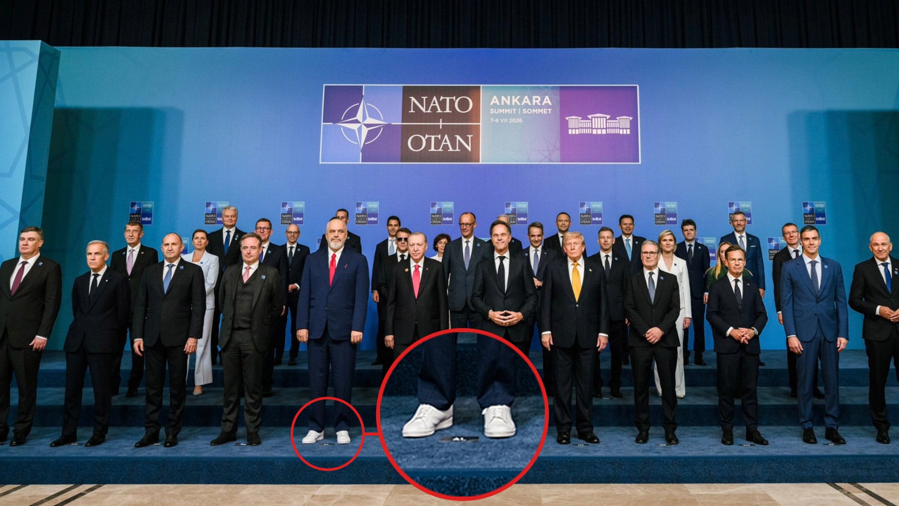 El primer ministro de Albania vuelve a dar la nota: aparece vestido con zapatillas blancas en la cumbre de la OTAN