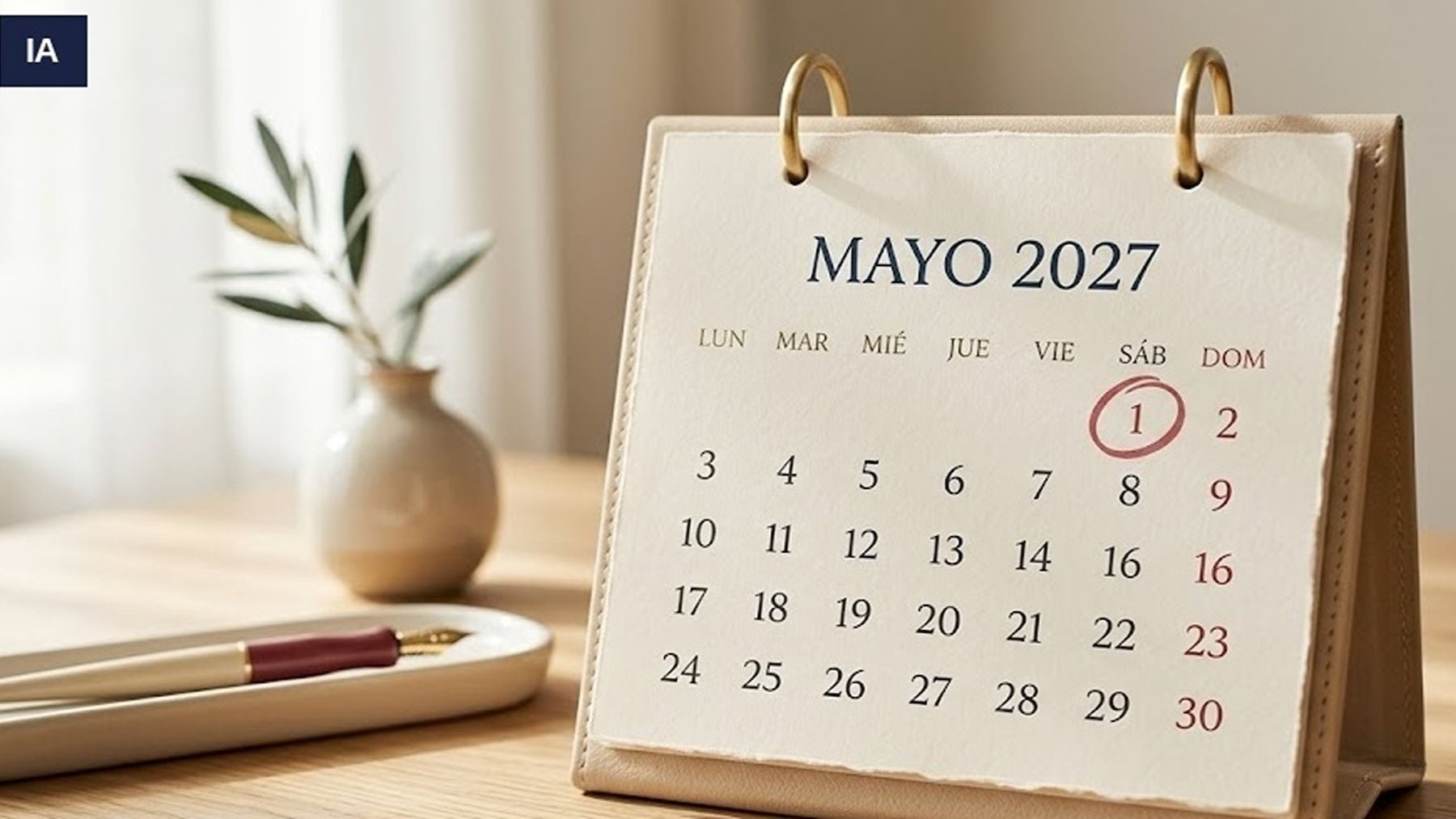 Calendario del mes de mayo de 2027. (Foto: Generada con IA)