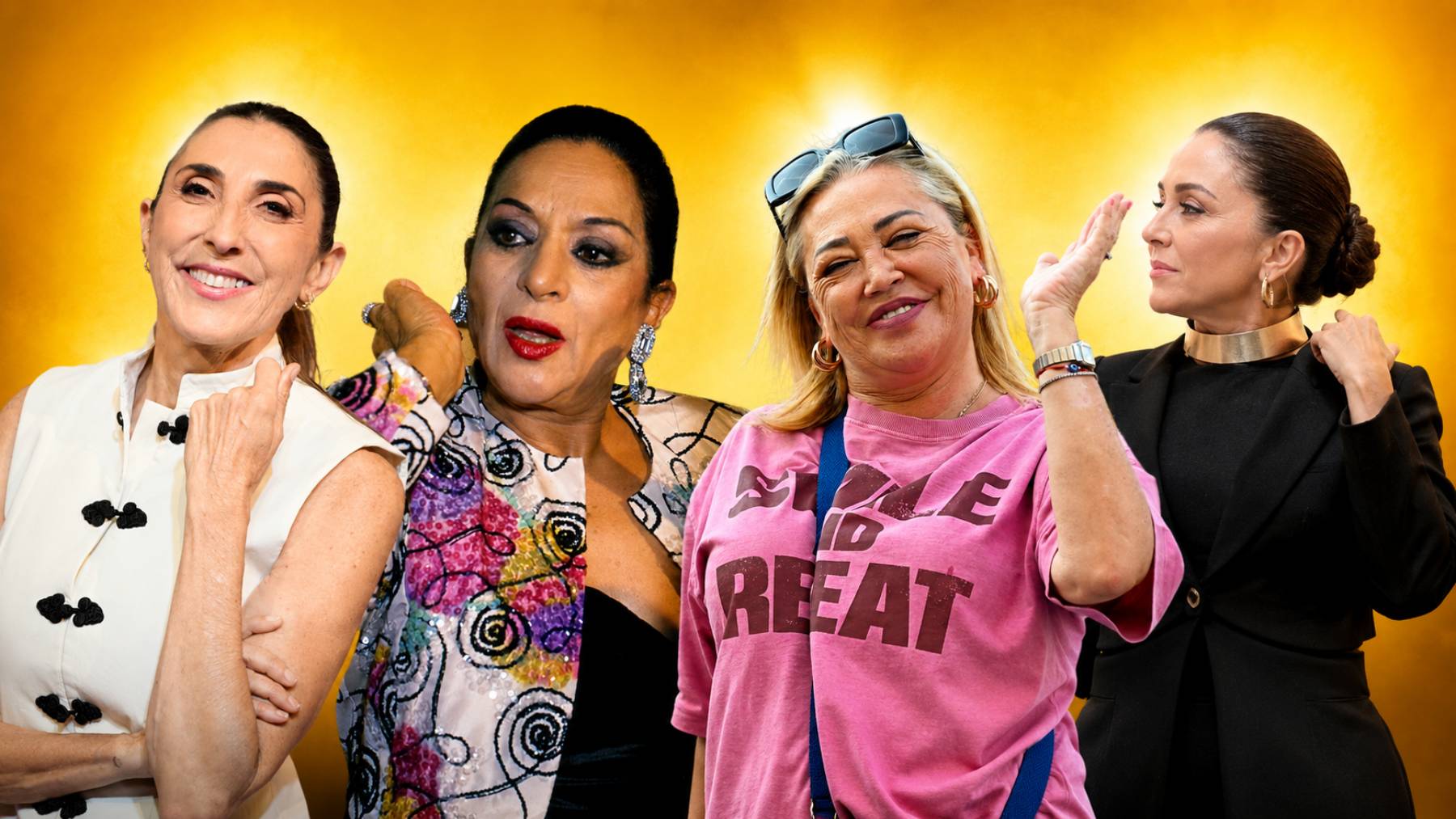 Paz Padilla, Lola Flores, Belén Esteban y Sara Montiel. (Foto: Europa Press)