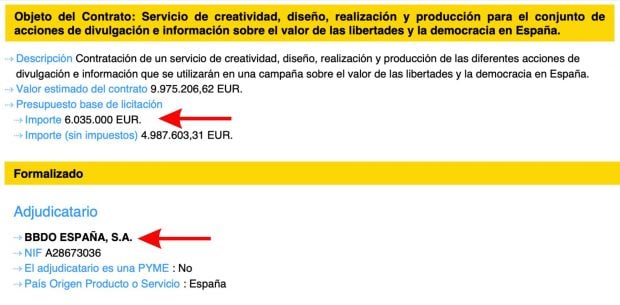 Anuncio de formalización de contrato. (Foto: Plataforma de Contratación del Sector Público)