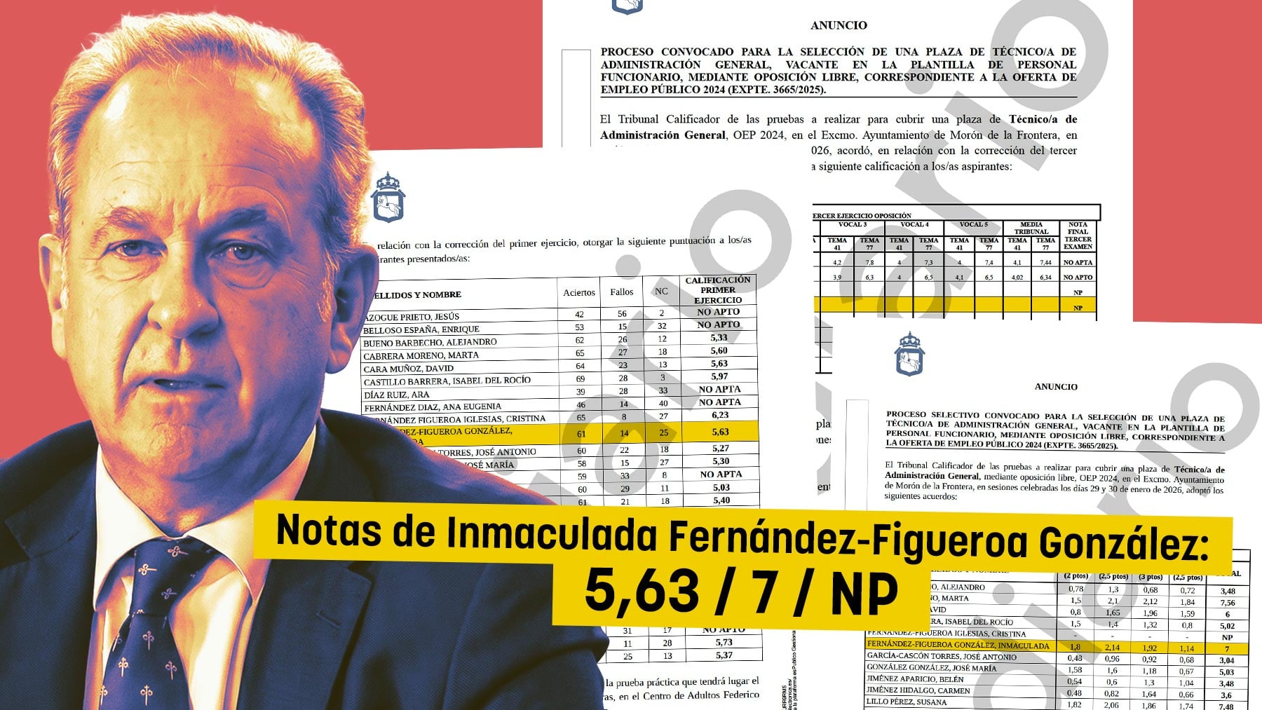 La sobrina del secretario general de la Diputación de Sevilla pasó de suspender en Morón a sacar un 9 donde trabaja su tío