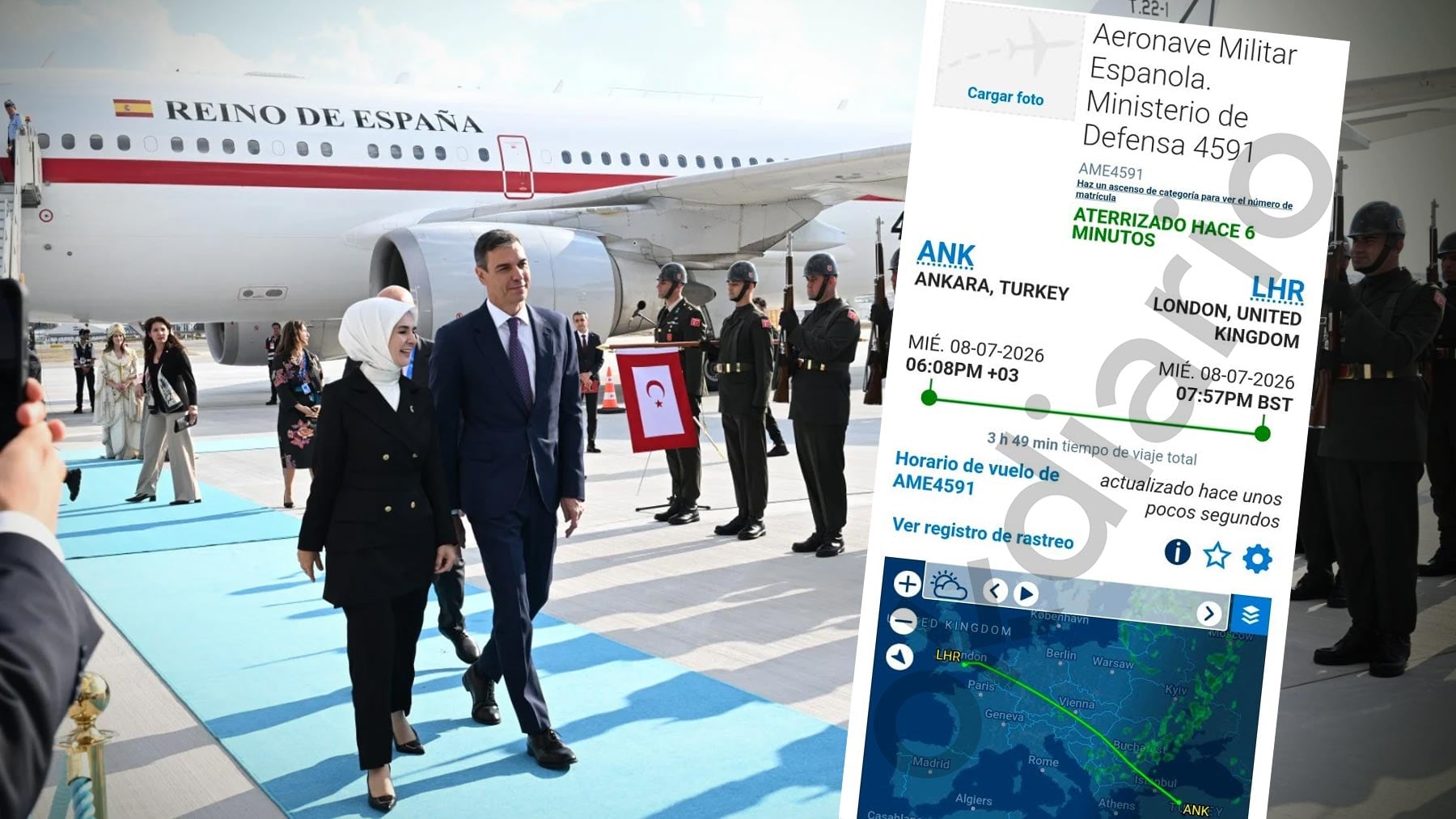 Sánchez usa el Airbus oficial para volar desde la cumbre de la OTAN a Reino Unido, donde se gradúa su hija