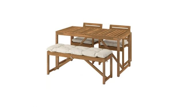 Conjunto de mesa, sillas y banco Nammaro