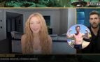 Shakira y David Broncano en La Revuelta con una imagen de Pablo Motos durante sus vacaciones (RTVE/Instagram).