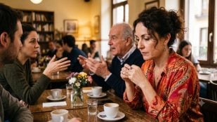 Persona en silencio en una conversación (Imagen hecha con IA)