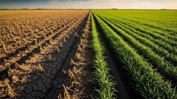 cultivos seco y verde