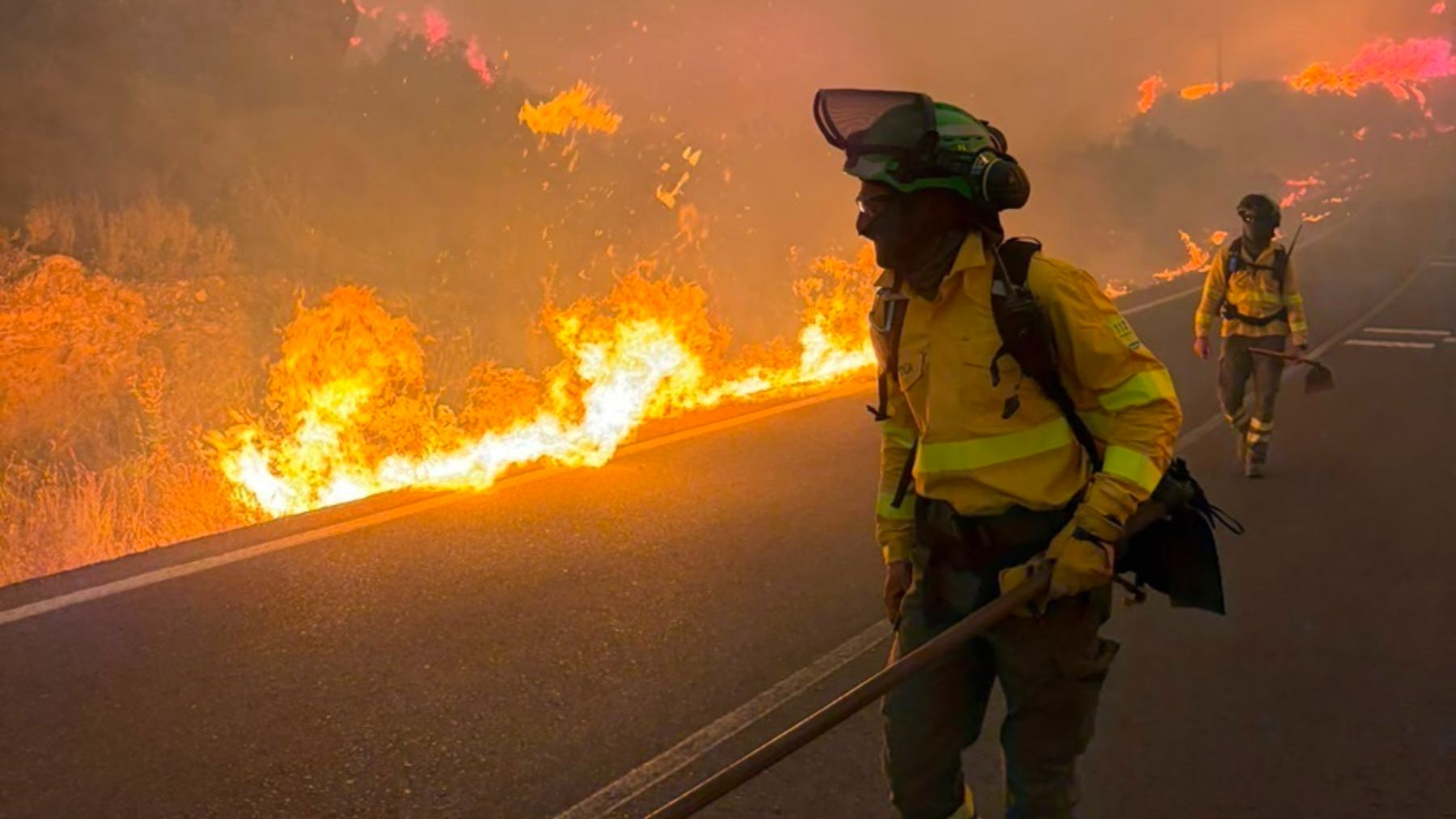 Efectivos del Infoca luchan contra las llamas en el incendio de Los Gallardos (Almería). Foto: Europa Press).